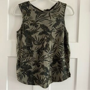 Old‎ Navy Relaxed Sleeveless Tie-back Top Linen Olive Floral Size Small